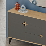 Комод цвета древесины с 3-мя дверцами и выдвижным ящиком темно-серого цвета SPARK CONSOLE OAK ANTHRACITE варинант исполнения - 3 | Loft Concept в Ростове-на-Дону