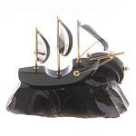 Часы настольные в виде парусника из натурального камня Обсидиан Sailboat Stone Clock варинант исполнения - 6 | Loft Concept в Ростове-на-Дону