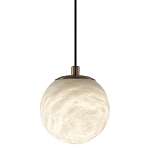 Подвесной светильник с шарообразным плафоном из белого алебастра Cryptocrystalline Stone варинант исполнения - 1 | Loft Concept в Ростове-на-Дону