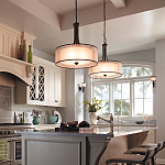 Люстра подвесная с двойным круглым плафоном из органзы и матового стекла Kichler варинант исполнения - 6 | Loft Concept в Ростове-на-Дону