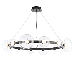 Люстра подвесная круглая с 12-ю прозрачными куполообразными плафонами и черным металлическим основанием Flos Wireline Lighting варинант исполнения - 1 | Loft Concept в Ростове-на-Дону