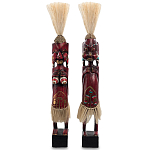 Комплект из 2-х деревянных статуэток Asmat Straw Headdress Statuettes Red Tattoo варинант исполнения - 5 | Loft Concept в Ростове-на-Дону