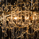 Подвесная люстра в виде ветвей деревьев золотого цвета с прозрачными подвесками-каплями 10 и 14 ламп Droplet Chandelier варинант исполнения - 6 | Loft Concept в Ростове-на-Дону