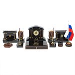 Настольный письменный набор с часами из природного камня обсидиана Peace Contract варинант исполнения - 1 | Loft Concept в Ростове-на-Дону