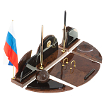 Настольный письменный набор с часами из природного камня обсидиана Oval Office варинант исполнения - 2 | Loft Concept в Ростове-на-Дону