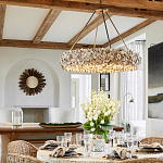 Люстра круглая с абажуром из устричных раковин Sea Ravens варинант исполнения - 4 | Loft Concept в Ростове-на-Дону