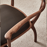 Стул деревянный с мягким сиденьем из коричневой натуральной кожи Moon Walnut Furniture варинант исполнения - 7 | Loft Concept в Ростове-на-Дону