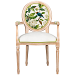 Стул с подлокотниками золотистый из бука с изображением птиц и цветов Blooming Birds варинант исполнения - 1 | Loft Concept в Ростове-на-Дону