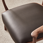 Стул деревянный с мягким сиденьем из коричневой натуральной кожи Moon Walnut Furniture варинант исполнения - 9 | Loft Concept в Ростове-на-Дону