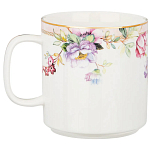 Кружка из фарфора белая с цветочным принтом 400 мл Flower Porcelain Collection варинант исполнения - 1 | Loft Concept в Ростове-на-Дону