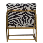 Кресло с металлическим золотистым каркасом и мягкой обивкой с чёрно-белым принтом зебры Wild animals варинант исполнения - 3 | Loft Concept в Ростове-на-Дону