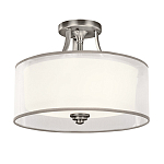 Потолочный светильник с двойным цилиндрическим плафоном из белого стекла и прозрачной органзы Kichler варинант исполнения - 7 | Loft Concept в Ростове-на-Дону