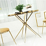 Обеденный стол с чёрной круглой столешницей на золотых ножках Rive Gauche Table варинант исполнения - 1 | Loft Concept в Ростове-на-Дону