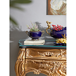 Чаша темно-синяя фарфоровая с бронзовыми ручками и ажурным ободком Eden Garden варинант исполнения - 4 | Loft Concept в Ростове-на-Дону