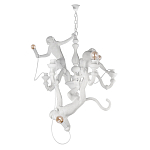 Люстра с тремя фигурами обезьян с лампочками в руках белого цвета Hanging Monkey варинант исполнения - 1 | Loft Concept в Ростове-на-Дону