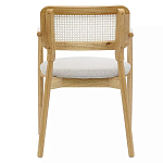 Стул обеденный с мягким сиденьем и спинкой из плетеного ротанга Wood and Textile Chair варинант исполнения - 4 | Loft Concept в Ростове-на-Дону