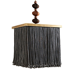 Люстра квадратная с бахромой и подвесом из деревянных бусин Psyche варинант исполнения - 2 | Loft Concept в Ростове-на-Дону