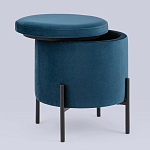 Синий пуф на черных ножках SANJAY варинант исполнения - 2 | Loft Concept в Ростове-на-Дону