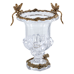 Ваза из прозрачного стекла на бронзовой подставке с ободком и ручками в виде стрекоз Eden Garden варинант исполнения - 1 | Loft Concept в Ростове-на-Дону