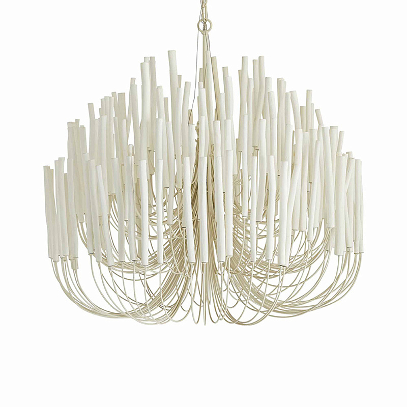 Люстра белая с несколькими ярусами деревянных палочек Bright Wooden Chandelier Белый в Ростове-на-Дону | Loft Concept 