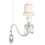 Подвесной светильник с белым текстильным абажуром и изогнутым хрустальным основанием с подвесками Lustre Reverie варинант исполнения - 4 | Loft Concept в Ростове-на-Дону