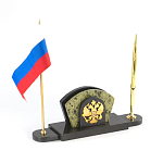 Визитница настольная с гербом и флагом России из природного камня змеевик Successful Leader варинант исполнения - 2 | Loft Concept в Ростове-на-Дону