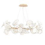 Люстра круглая с белыми лепестками из керамики и прозрачными хрустальными цветками Диаметр 82 см Wintery flovers варинант исполнения - 2 | Loft Concept в Ростове-на-Дону