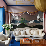 Обои ручная роспись Tsuro Cranes Original colourway on Tarnished Silver gilded paper варинант исполнения - 1 | Loft Concept в Ростове-на-Дону