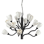 Люстра подвесная черного цвета с ветвями и белыми фарфоровыми цветами Floralis варинант исполнения - 1 | Loft Concept в Ростове-на-Дону