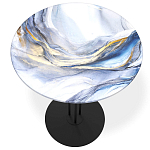 Стол журнальный с круглой бело-голубой столешницей из стекла White and Blue Marble варинант исполнения - 2 | Loft Concept в Ростове-на-Дону
