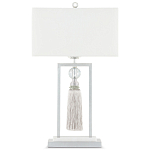 Настольная лампа с прямоугольным тканевым абажуром на белом мраморном основании Silver Threads варинант исполнения - 3 | Loft Concept в Ростове-на-Дону