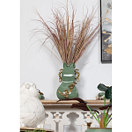 Ваза зеленого цвета из фарфора с бронзовыми ручками в виде драконов и рельефным цветочным декором Eden Garden porcelain and bronze варинант исполнения - 7 | Loft Concept в Ростове-на-Дону