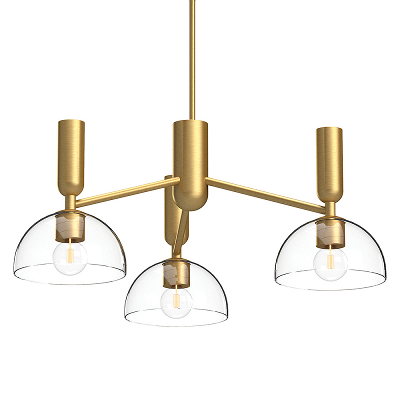Люстра с 3-мя прозрачными полусферическими плафонами из стекла Alora Mood Золотой Прозрачное Стекло Черный в Ростове-на-Дону | Loft Concept 