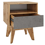 Тумба прикроватная с ящиком и фасадом цвета серый бетон Grace of Furniture варинант исполнения - 2 | Loft Concept в Ростове-на-Дону