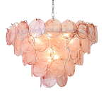 Люстра с каскадом из круглых розовых стеклянных дисков Pink Light Waterfall варинант исполнения - 5 | Loft Concept в Ростове-на-Дону