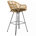 Стул барный с ротанговым плетением Half Bar Chair with Wicker с подлокотниками варинант исполнения - 4 | Loft Concept в Ростове-на-Дону