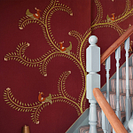 Обои с вышивкой ручной работы Fyodor Original colourway on Merlot linen варинант исполнения - 2 | Loft Concept в Ростове-на-Дону