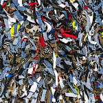 Ковер прямоугольный разноцветный из джинсовой одежды Zero Waste варинант исполнения - 2 | Loft Concept в Ростове-на-Дону