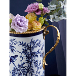 Ваза с бронзовыми ручками и синим цветочным узором Blue & White Ornament варинант исполнения - 6 | Loft Concept в Ростове-на-Дону