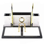 Настольный письменный набор из белого мрамора с часами Marble Accessory варинант исполнения - 1 | Loft Concept в Ростове-на-Дону
