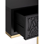 Приставной столик с резным узором на выдвижном ящике Black Table Carved Pattern варинант исполнения - 3 | Loft Concept в Ростове-на-Дону