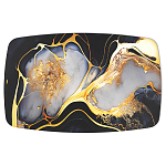 Обеденный стол с прямоугольной черно-золотой столешницей из стекла на 4-х металлических ножках Gold and Black Marble варинант исполнения - 2 | Loft Concept в Ростове-на-Дону