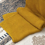 Плед из хлопка жемчужной вязки горчичного цвета Waffle Comfort варинант исполнения - 6 | Loft Concept в Ростове-на-Дону