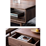 Кофейный стол из дерева с ящиком и нишей для хранения Coffee Walnut Table варинант исполнения - 4 | Loft Concept в Ростове-на-Дону