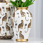 Ваза белая овальная с рисунком леопардов и золотыми акцентами LEOPARD Collection варинант исполнения - 4 | Loft Concept в Ростове-на-Дону