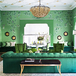 Обои ручная роспись Silk Tree Colourway SC-92 on Emerald Green dyed silk варинант исполнения - 1 | Loft Concept в Ростове-на-Дону