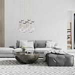 Люстра с 7-ю прозрачными плафонами из стекла в форме капли на круглом потолочном основании цвета хром Lucid Rain  варинант исполнения - 11 | Loft Concept в Ростове-на-Дону