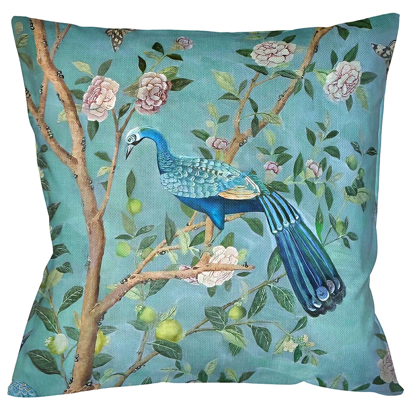        Chinoiserie Peacock in the Garden Cushion ̆   -- | Loft Concept 
