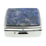 Таблетница карманная квадратная c 2-мя отделениями с зеркалом и накладкой из натурального камня Лазурит Silver Stone Pillboxes варинант исполнения - 3 | Loft Concept в Ростове-на-Дону