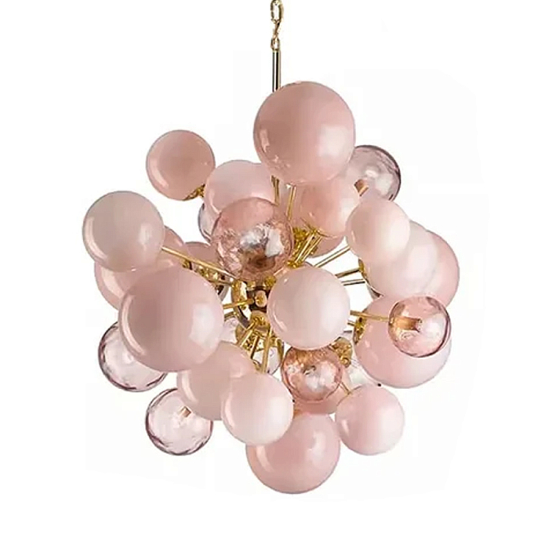 Люстра розовые шары на золотом каркасе Pink Light Bubbles Розовый Люстра розовые шары на золотом каркасе Pink Light Bubbles Розовый в Ростове-на-Дону | Loft Concept